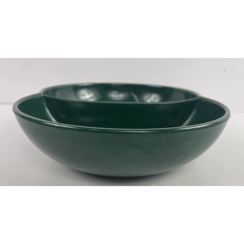 Vintage Green Melmac Color Flyte by Branchell Divided Double Bubble Bowl
